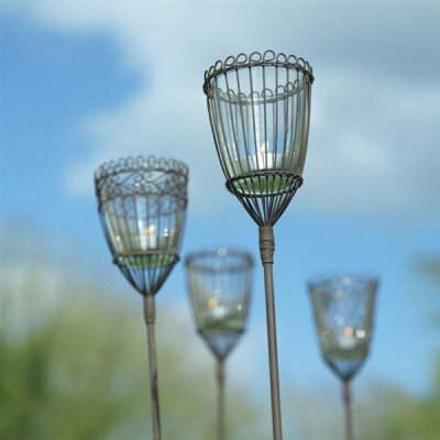 Glass garden candle holders