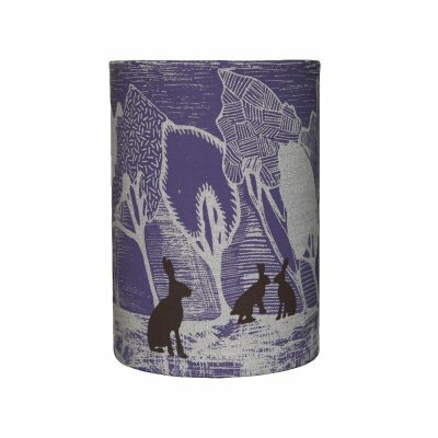 Preview image for Handmade Designer Lampshade - Purple Night, Brown Hares 