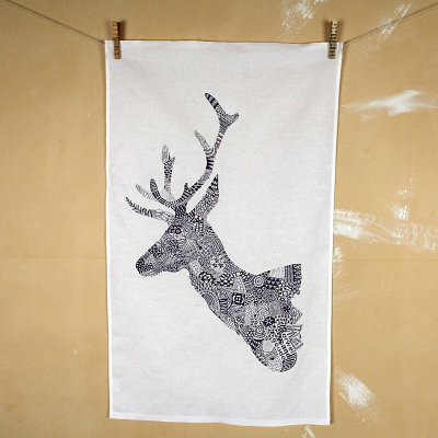 Preview image for Tea Towel - Illustrated Stag - 3 colours 